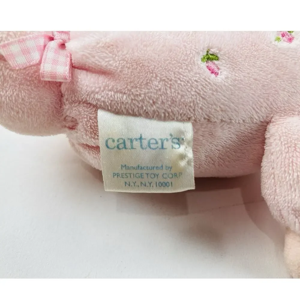 Carters Baby Doll Rattle Pink Dress Prestige Flowers Bows Yellow Hair Blue Eyes